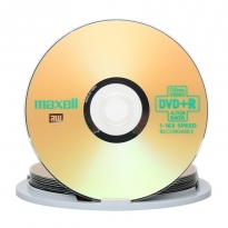 麦克赛尔（maxell）16X DVD+R4.7GB10片桶装光盘 刻录光盘 空白光盘 台产