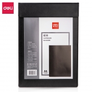 得力(deli) 64506 A4皮质板夹/多功能书写垫板/会议夹/磁性文件夹/报告夹 单个装 黑色